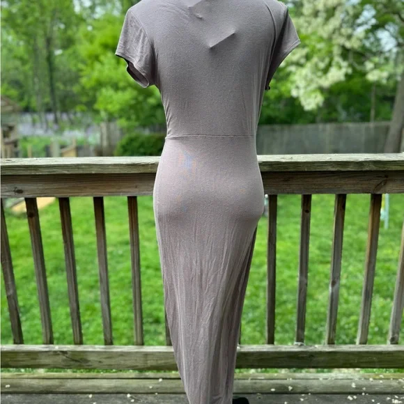 Rolla Coster taupe Ruched Midi Stretch Dress Large - Picture 4 of 7